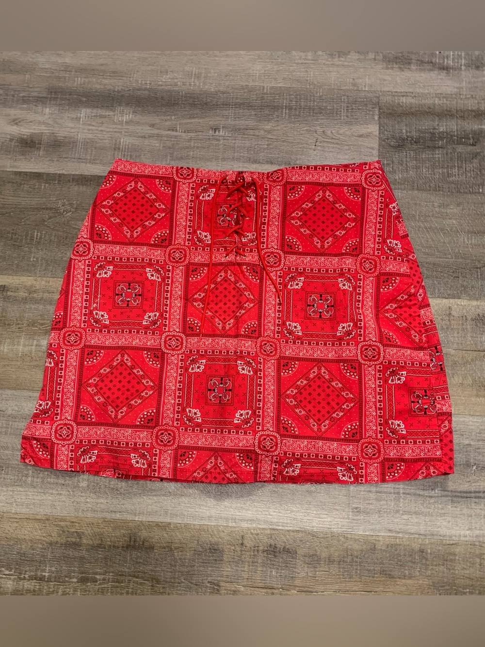 Zoey Beth Y2K Red Floral Bandana Print Skirt Skort Women's 1X